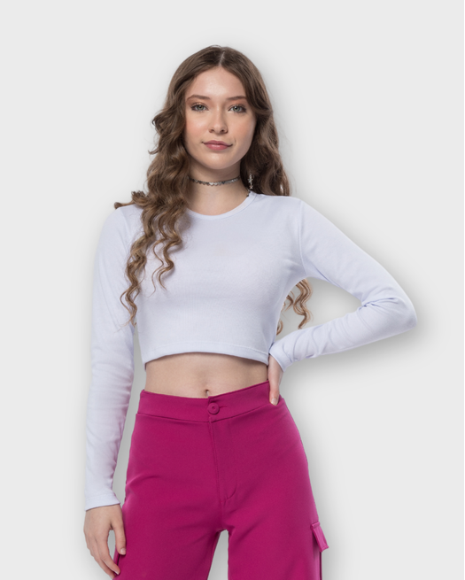 Cropped Canelado Juvenil Feminino Tamanho 12 a 14