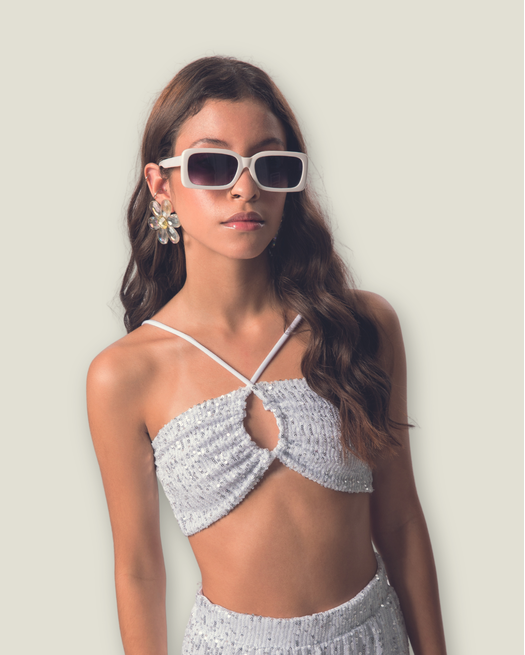 Cropped Paetê Com Recorte Juvenil Menina Tamanho 12 a 18