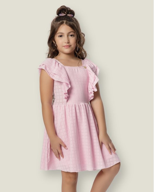 Vestido Infantil Rodado com Babados Menina Tamanho a 14