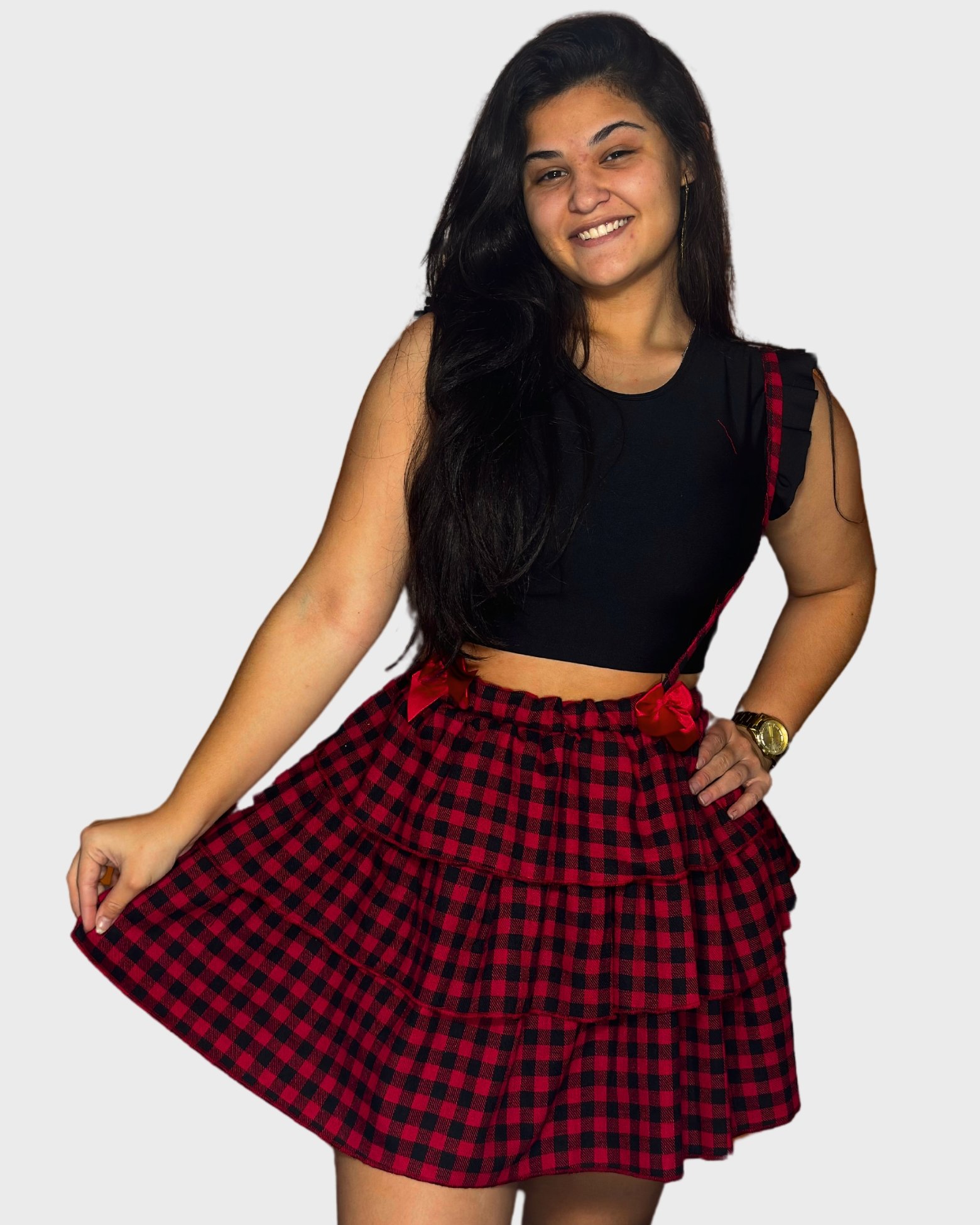 Saia Rodada Xadrez Festa Junina Feminino Tamanho PP ao G