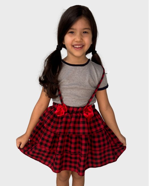 Saia Rodada Xadrez Festa Junina Menina Tamanho a 14