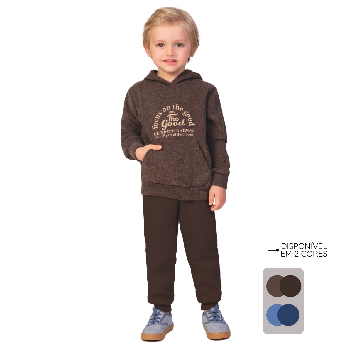 Conjunto Moletom Peluciado Bolso Canguru Menino a anos
